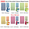 Set of 2 Reversible Cabana Striped Towels Lime/Blue