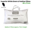 70% Feather 30% Down Superior Medium Standard Pillow 48 x 73 cm