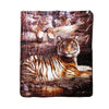 375gsm 1 Ply 3D Print Faux Mink Blanket Queen 200x240 cm Tiger Family