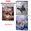 675gsm 2 Ply 3D Print Faux Mink Blanket Queen 200x240 cm Galloping Horse