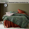 Accessorize Lisa Green Washed Cotton Printed 3 Piece Comforter Set King