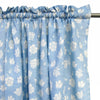 Pair of Polyester Cotton Rod Pocket Blue Flower Curtains