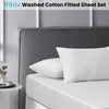 Accessorize White Washed Cotton Fitted Sheet Set Double