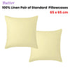 Vintage Design Homewares 100% Linen Pair of European Pillowcases Butter 65 x 65 cm