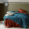 Accessorize Lisa Teal Washed Cotton Printed Quilt Cover Set Queen