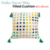 J.Elliot Home Polka Dots Tassel Blue Filled Cushion 43 x 43 cm