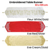 Embroidered Faux Silk Table Runner 33 x 135 cm Eve Cream Gold