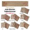 Christmas Jute Woven Taupe Table Runner 33 x 180cm Happy Holidays