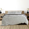 Ardor Striped Faux Fur Grey Super Soft Quilt Cover Set Queen