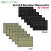 Set of 6 Multi Stitch Bamboo Table Placemats 30 x 45cm Black