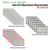 Set of 6 Bamboo Table Placemats White with White Border 30 x 45cm