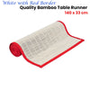 White with Red Border Bamboo Table Runner 140 x 33cm