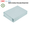 Kingtex 250TC 100% Cotton Percale Sheet Set Ice Blue Single