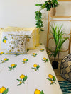 Cotton Bed sheet/Flat sheet - Lemon Hand block Printed Sheet (King size)