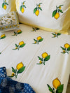 Cotton Bed sheet/Flat sheet - Lemon Hand block Printed Sheet (King size)