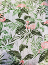 Cotton Kantha Quilt/Bedspread/Coverlet/Throw - Tropical Flamingo and leaves Hand stitched Kantha