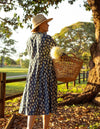 Cotton Midi Dress - Inayat Indigo Leaf Print Midi Dress (Hand block print)