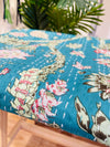 Cotton Kantha Quilt/Bedspread/Coverlet/Throw- Royal Green Floral Hand stitched Kantha Quilt