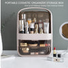 Portable Transparent Cosmetic Organizer Makeup Dust-proof Storage Box(White)