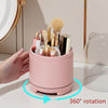 360° Rotating Makeup Brush Bucket Transparent Dust-proof Cosmetic Storage Box(White)