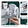 Hair Dryer Holder Set Bathroom Wall Mounted Toothbrush Comb Storage White Rack