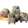 4/5/6 Pots Set Ceramic Clay Pottery Pots Succulent Flower Planter Draining Hole(Style 02# 4 Pots Set)