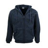 Men's Thick Zip Up Hooded Hoodie w Winter Sherpa Fur Jumper Coat Jacket Sweater, Navy, 5XL