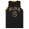 New Men's Basketball Jersey Sports T Shirt Tee Vest Tops Gym Chicago Los Angeles, Black - Los Angeles 6, XL