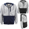 Men's Adult Full Zip Hoodie Jumper Active Two-Tone Jacket Coat Sports Zip Pocket, Navy, XL