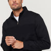 New Men's Unisex Adult Half-Zip Fleece Jumper Pullover Stand Collar Jacket Shirt, Black, 3XL