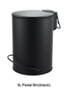 3L Soft Close Pedal Bin Black