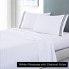 soft microfibre embroidered stripe sheet set single white pillowcase charcoal stripe