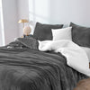 2 in 1 teddy sherpa duvet cover set and blanket king charcoal