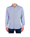 Houndstooth Textured Blue Cotton Shirt 42 IT Men