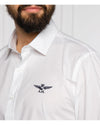 Aeronautica Militare White Cotton Shirt with Eagle Logo and Button Closure S Men