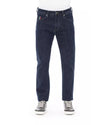 Logo Button Regular Man Jeans with Tricolor Insert and Contrast Stitching W32 US Men