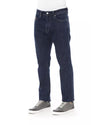 Logo Button Regular Man Jeans with Tricolor Insert and Contrast Stitching W38 US Men