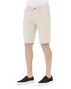 Solid Color Bermuda Shorts with Front Zipper and Button Closure. W48 US Men