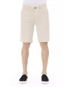 Solid Color Bermuda Shorts with Front Zipper and Button Closure. W50 US Men