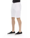 Solid Color Bermuda Shorts with Zipper and Button Closure W44 US Men