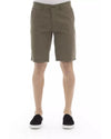 Solid Color Bermuda Shorts with Front Zipper and Button Closure W50 US Men