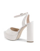 Platform Ankle-Strap Sandals - High-Heeled Leather Shoes - 40 EU