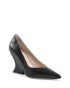 Wave-Shaped Heel Pointed-Toe Pumps - 38 EU