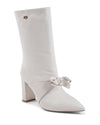 Pointed Toe Bow Boot with Gold Logo Detail - 38 EU