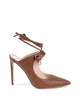 Chic Leather Pointed-Toe Mule with Bow & Gold Hardware - 38 EU