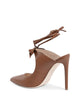 Chic Leather Pointed-Toe Mule with Bow & Gold Hardware - 38 EU