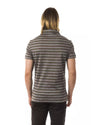 Striped Polo Shirt with Prints L Men