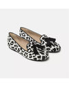 Leopard Print Silk Loafers with Tassel Detail 40 EU Women