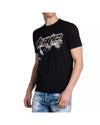 Black Graphic Print Cotton T-Shirt L Men