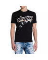 Black Graphic Print Cotton T-Shirt M Men